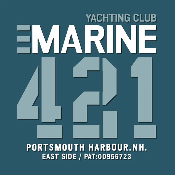 College Marine Tipografia Shirt Grafica — Vettoriale Stock