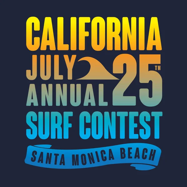 Tipografía Surf California Gráfico Camiseta — Vector de stock