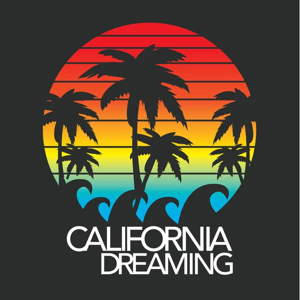 California Typografii Shirt Grafiki — Wektor stockowy