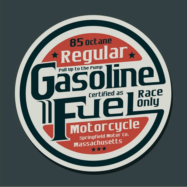 Tipografia Gasolina Combustível Motocicleta Gráfico Shirt —  Vetores de Stock