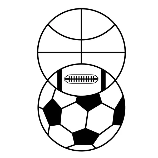Fútbol, rugby, balones de baloncesto ilustración . — Vector de stock