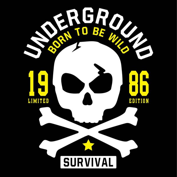 Типография черепа и костей, рисунок футболки
