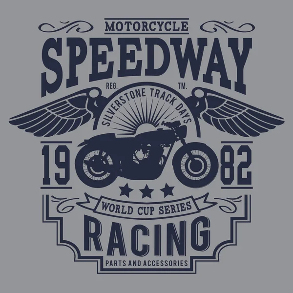 Brytyjski Motocykl Wyścigowy Typografii Shirt Grafiki — Wektor stockowy