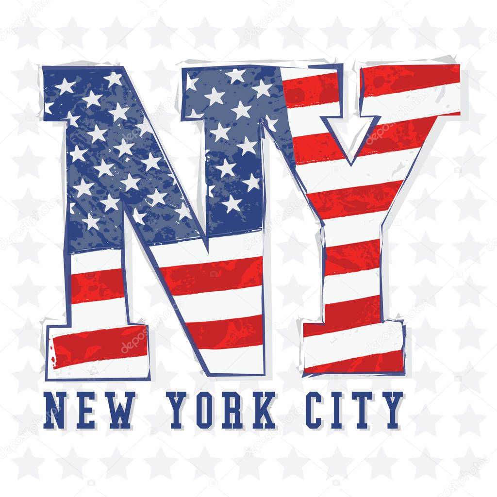 New york flag typography, t-shirt graphic