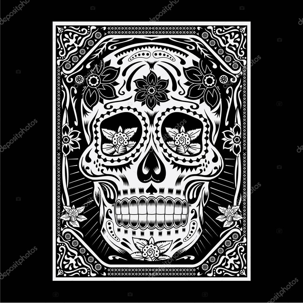 Skull flowers illustration, typography, t-shirt graphic