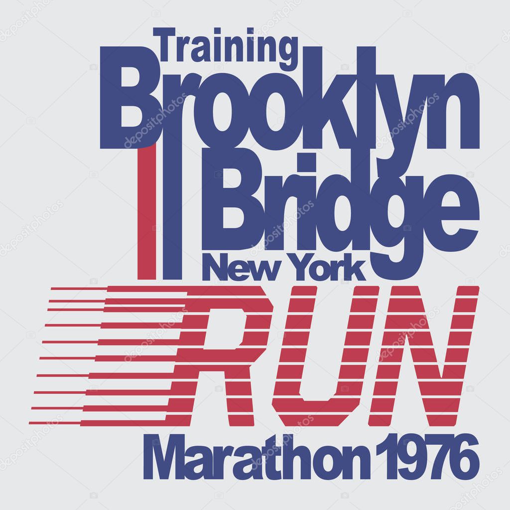 Sport running NYC typography, t-shirt graphic