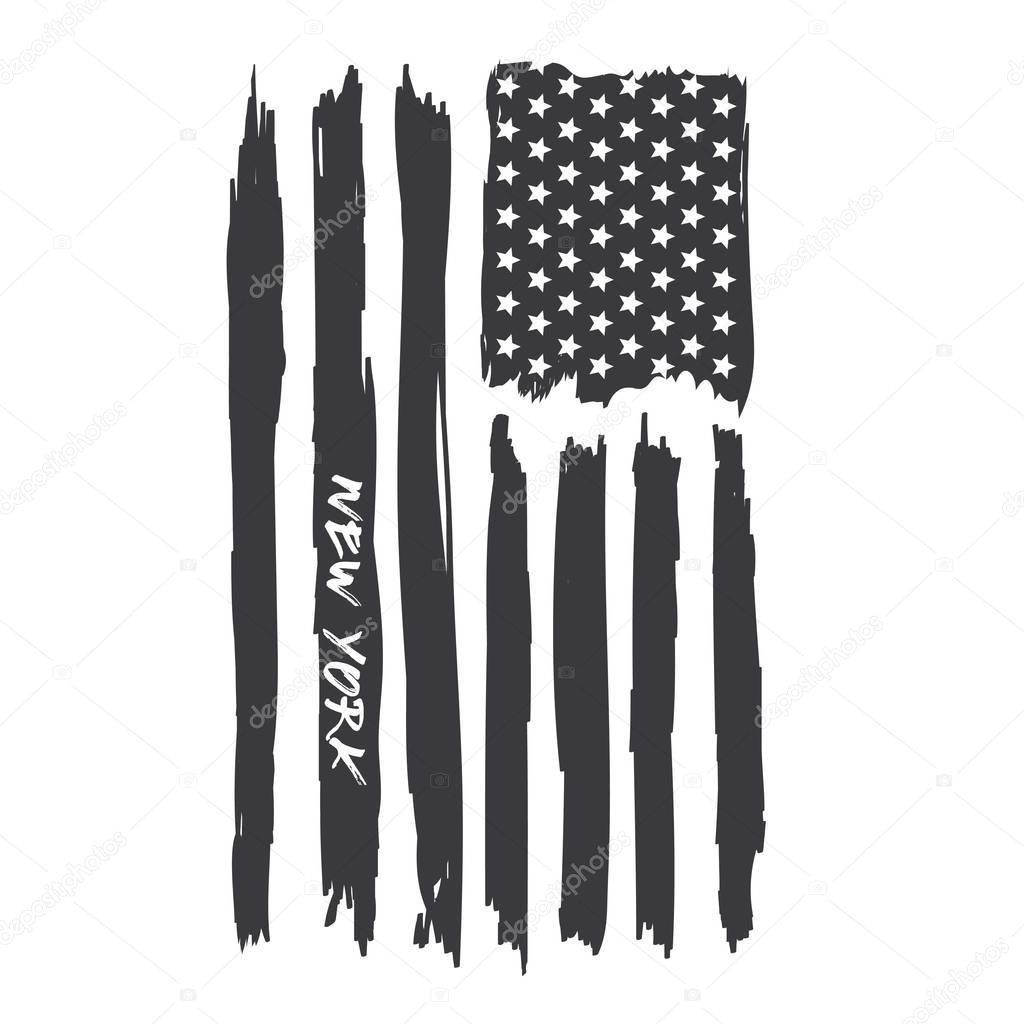 America flag New York typography, t-shirt graphic