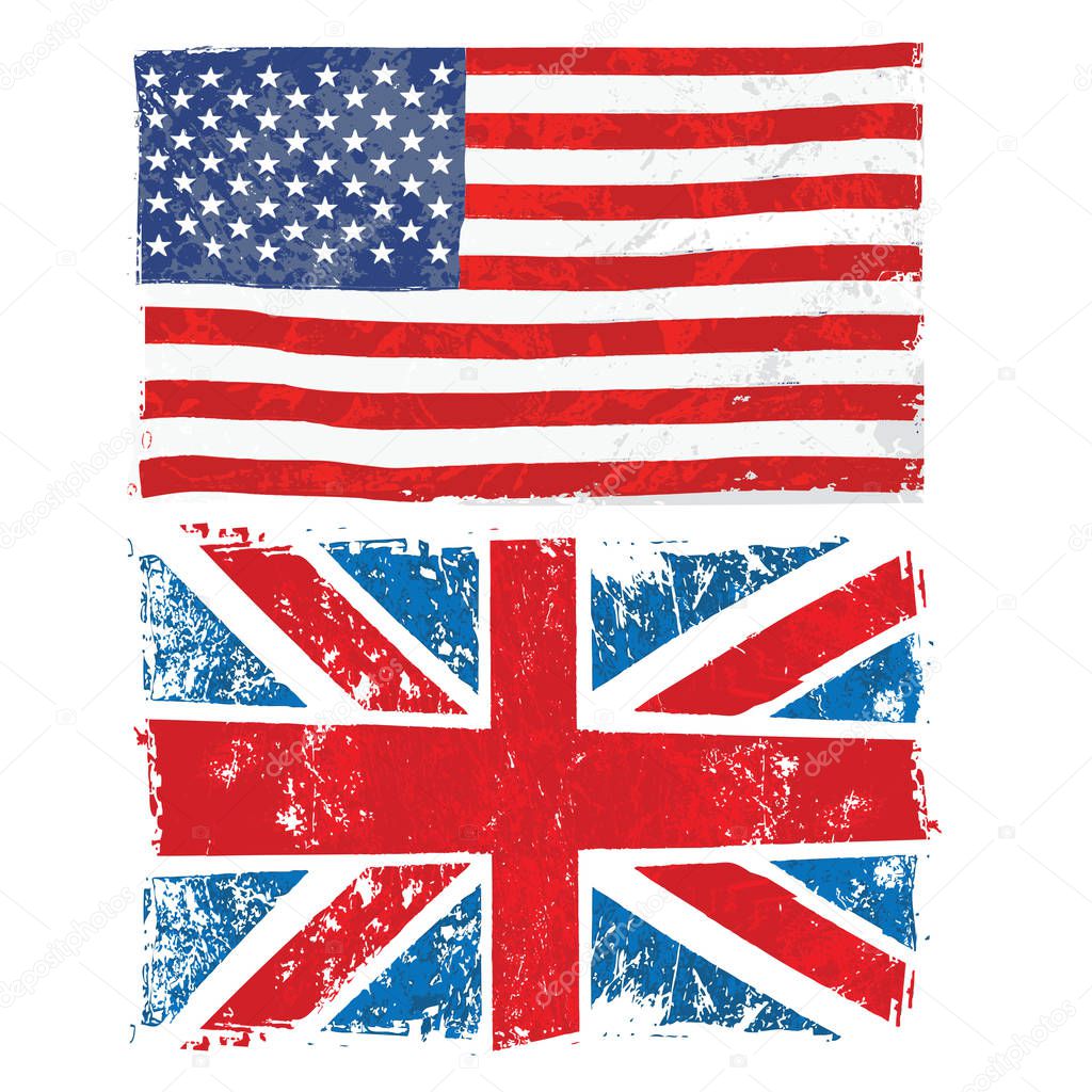 USA and United Kingdom flags background