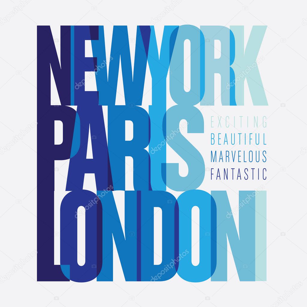 Capital New York Paris London typography