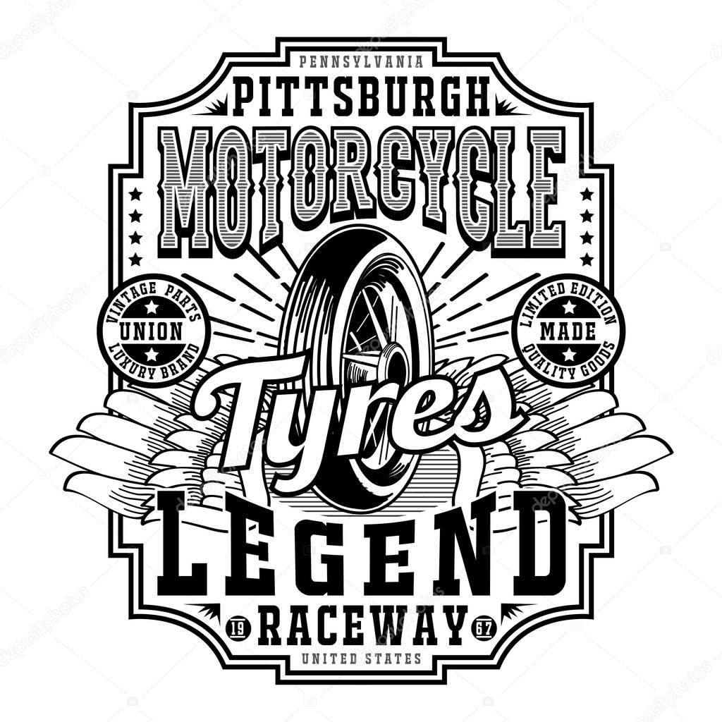 Motorcycle typography, t-shirt graphic