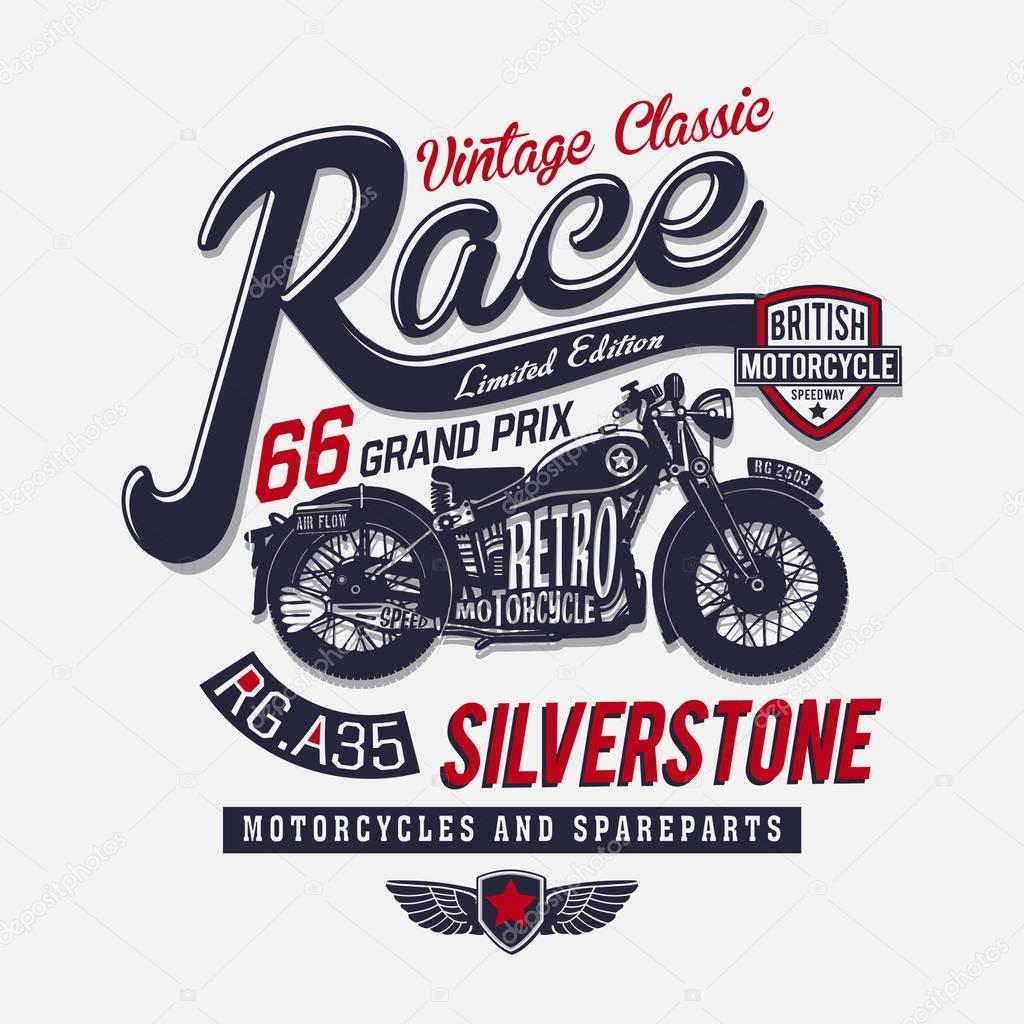 Vintage motorcycle graphic for T-Shirt / Vector artwork