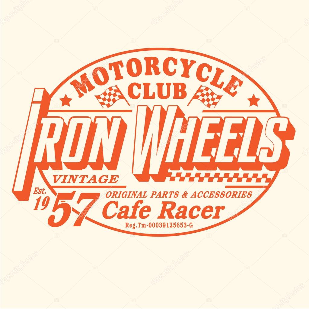 Motorcycle iron wheels typography