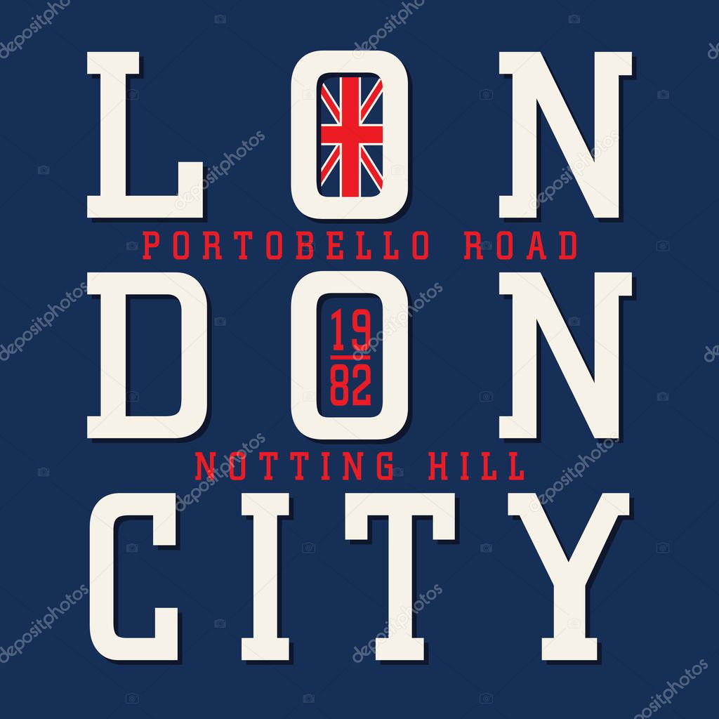 London typography, t-shirt graphic