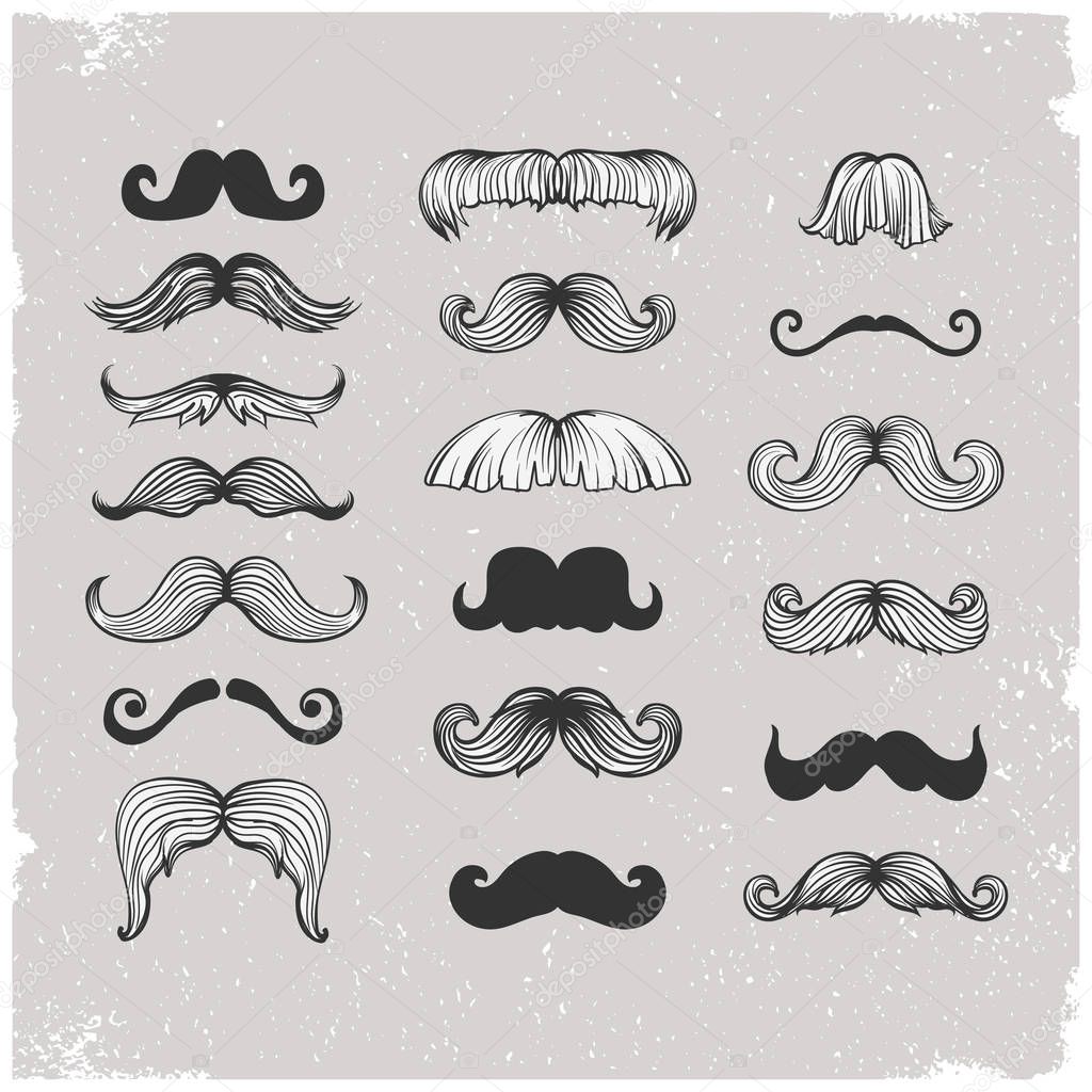 Un gran conjunto de bigotes. Colección de bigotes de hombre