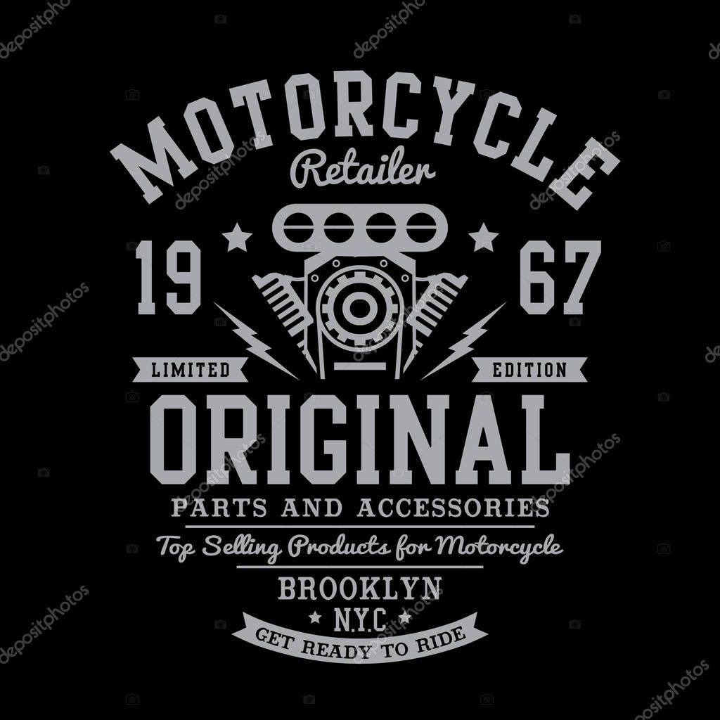 Motorcycle accessories typography, t-shirt graphic