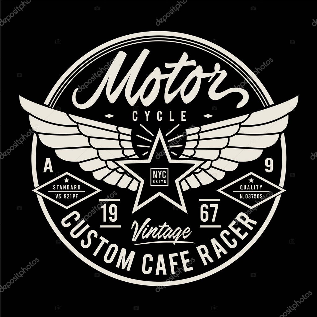 Motorcycle typography, t-shirt graphic
