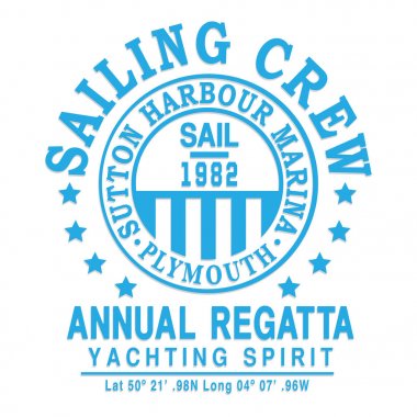 Deniz regatta tipografi, t-shirt grafiği