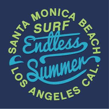 California sörf tipografi, t-shirt grafiği