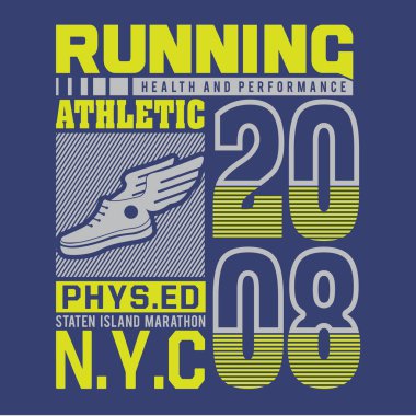 Atletik tipografi, t-shirt grafik ile çalışan