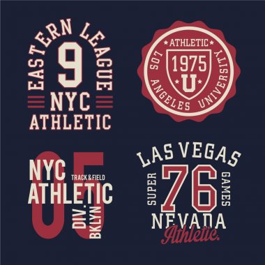 Vintage labels athletic sport typography, t-shirt graphic clipart