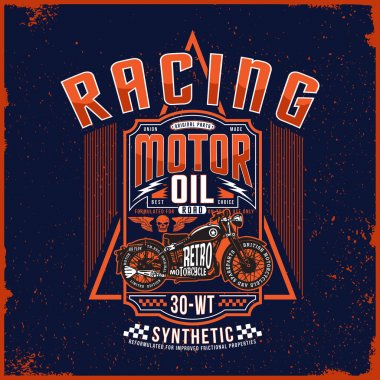 Motorcycle Tee shirt graphic design with typography,  clipart