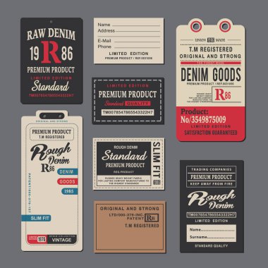 Set of vintage clothing tags and retro labels clipart