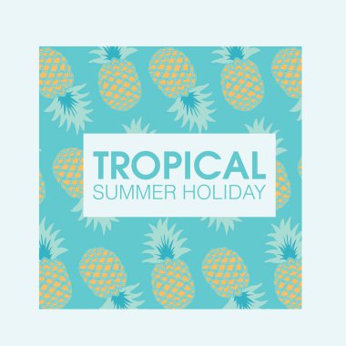 Ananas tropikal yaz tipografi
