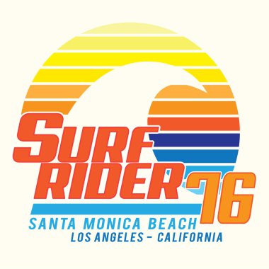 Sörf binici California tipografi, spor, t-shirt grafiği