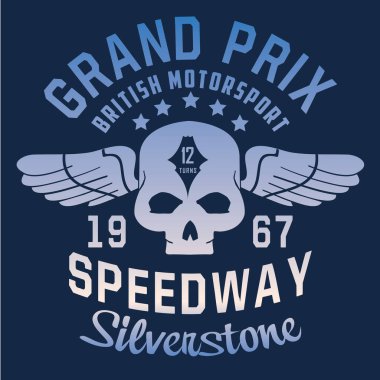 Tipografi, t-shirt grafik yarış motosiklet Silverstone