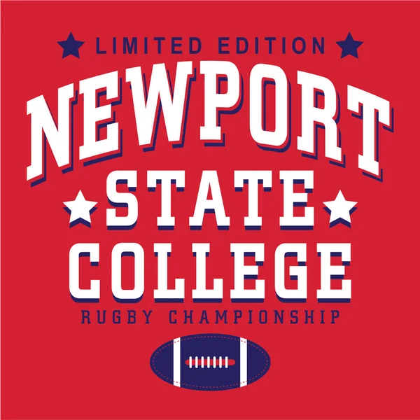 College Rugby Team Emblems Graphic Design Shirt Stock Vector by