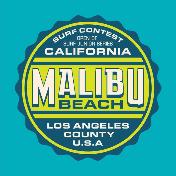 Malibu sörf tipografi — Stok Vektör