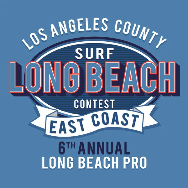 California Surf Coast Typografi Shirt Grafik — Stock vektor