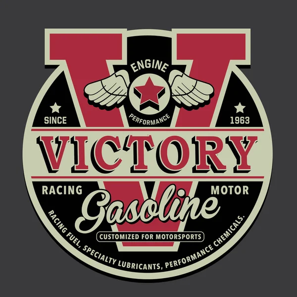 Tipografia Motor Gasolina Gráfico Shirt —  Vetores de Stock