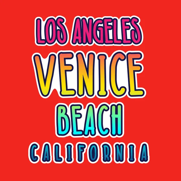 Los Angeles Venice Beach Tipográfia Póló Grafika — Stock Vector