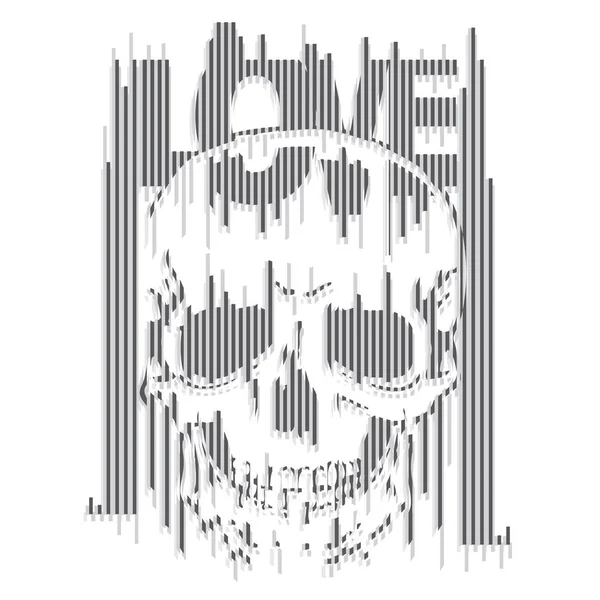 Love Skull Typography Shirt Graphic — Stock Vector