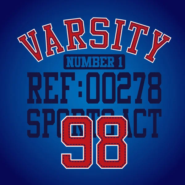 College Athletic Sport Varsity Typographie Shirt Graphique Vecteur — Image vectorielle