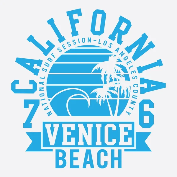 Surf Californië Typografie Shirt Afbeelding — Stockvector