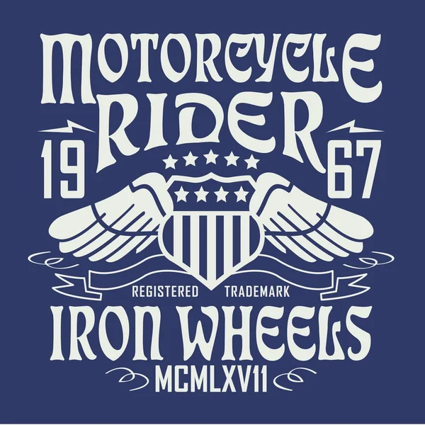 Motocykl Rider Typografii Shirt Grafiki — Wektor stockowy