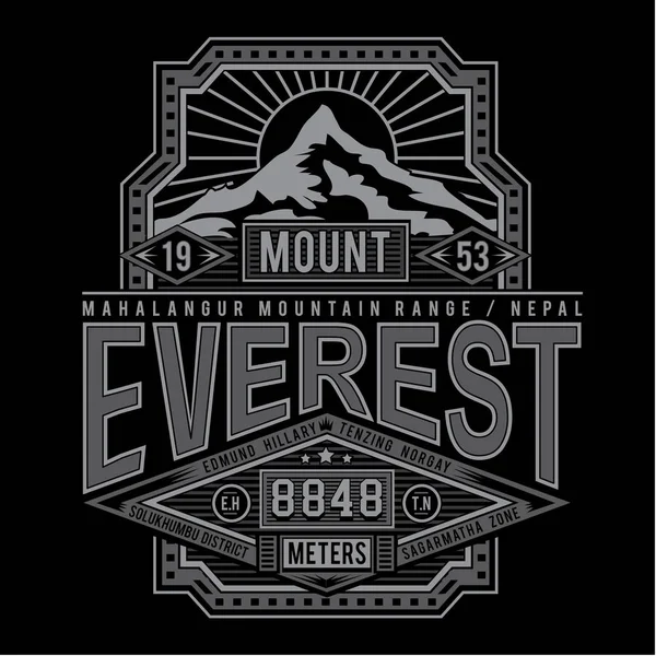 Berg Everest Typografie Shirt Grafik — Stockvektor