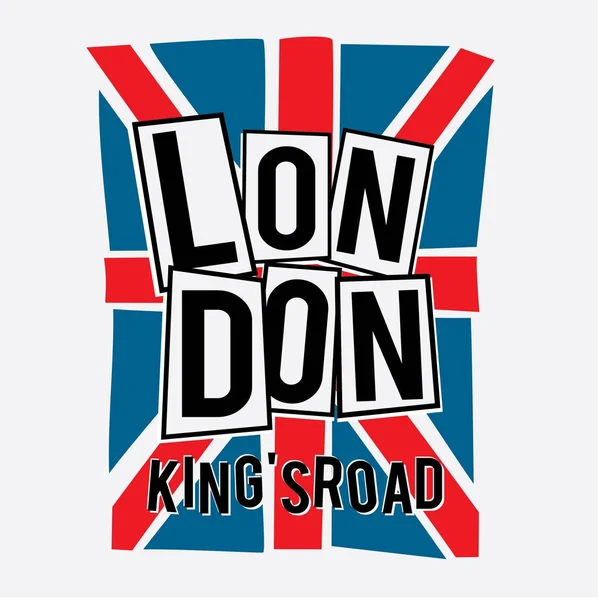 Londen Vlag Typografie Shirt Afbeelding — Stockvector