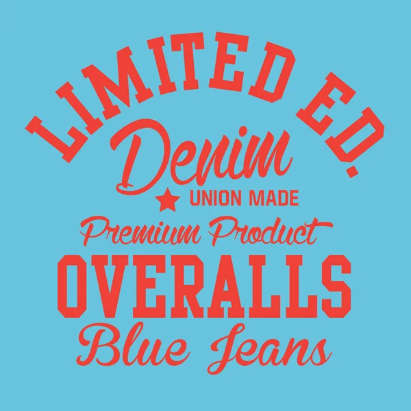 Denim Vintage Typographie Shirt Graphique — Image vectorielle