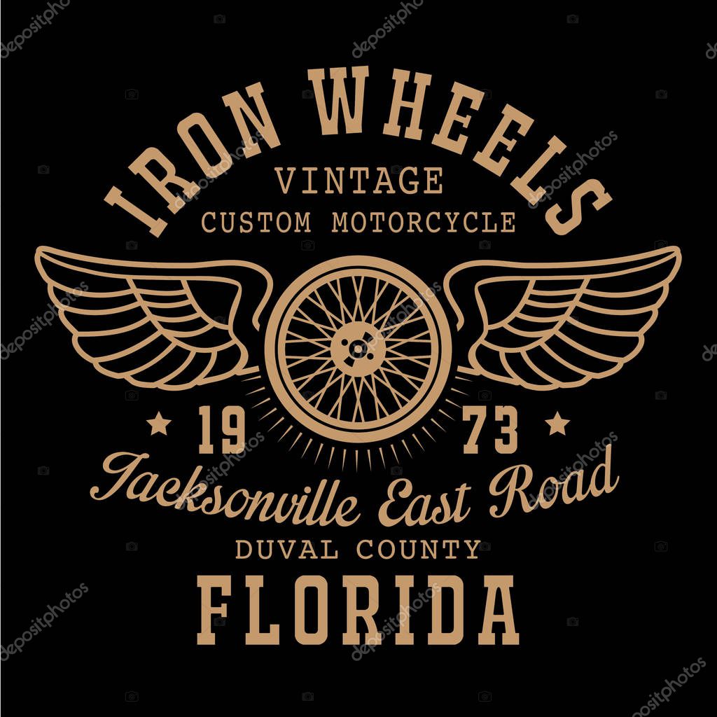 Motorcycle iron typography, t-shirt graphic
