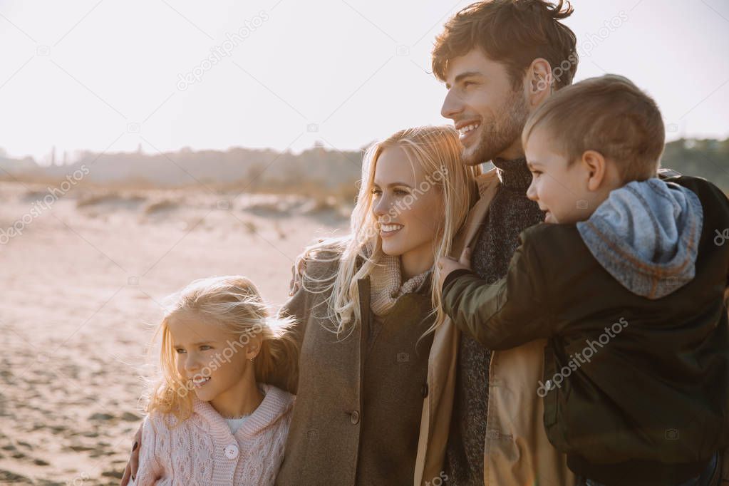 happy family on seashore
