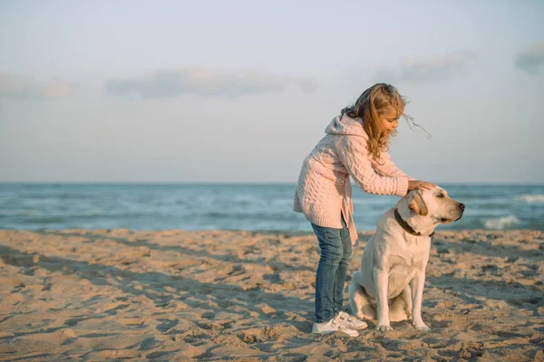 Дитина та собака — стокове фото