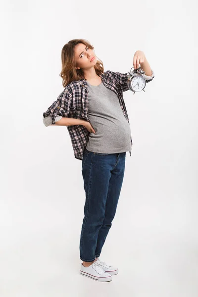 Грустная беременная женщина — стоковое фото