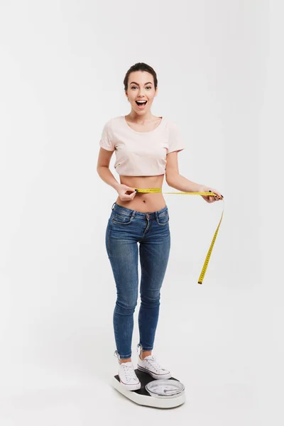 Measuring waist — Stock Photo