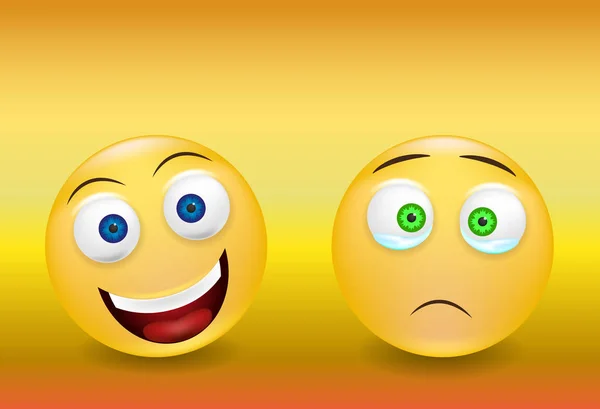 Grappige gezichten uiten van emoties. — Stockvector