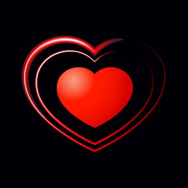 Parlak kalp. Neon işareti. Retro neon kalp siyah arka plan üzerine oturum açın. Öğe Happy Valentine's Day için tasarım. Tasarım, tebrik kartı, afiş için hazır. Vektör çizim.