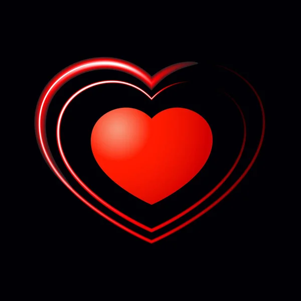 Яркое сердце. Неоновый знак. Знак сердца ретро-неон на чёрном фоне. Элемент дизайна на День Святого Валентина. Готовы к вашему дизайну, поздравительная открытка, баннер. Векторная иллюстрация . — стоковый вектор