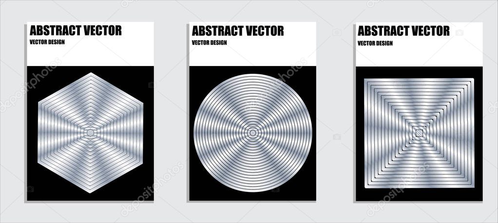 Covers templates set with bauhaus, memphis and hipster style graphic geometric elements. Applicable for placards, brochures, posters, covers and banners. Vector illustrations.